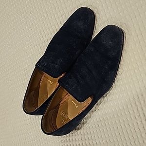 Christian Louboutin men's blue suede Loafers, size EU 44, US 11